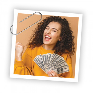 woman with extra cash in her hands